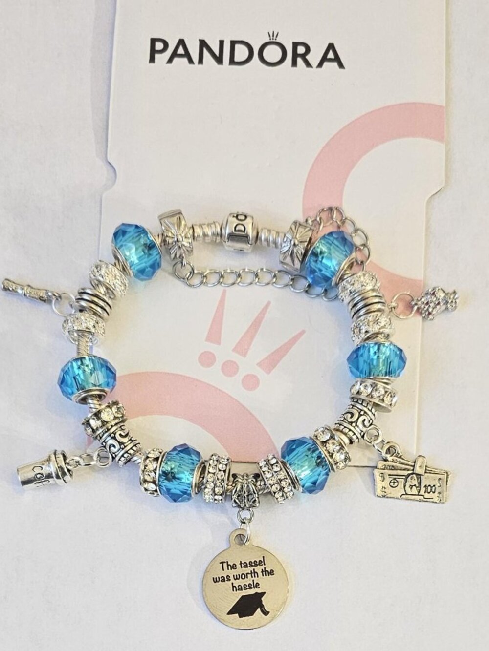 Graduation, Congrats, Pandora Bracelet comes with Receipt